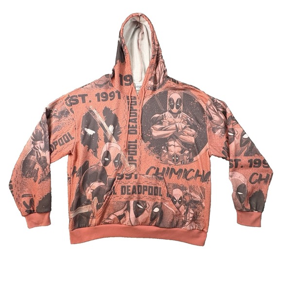 Marvel Other - Marvel Men's XL Red Deadpool AOP Pullover Hoodie Comic Graphic SEE DESCRIPTION